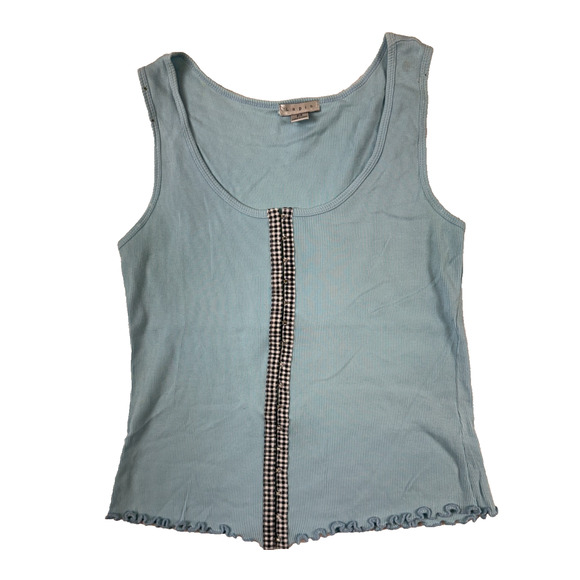 VTG‎ Y2k women’s Lapis tank top, hook & eye front closure corset front Grunge - Picture 1 of 11